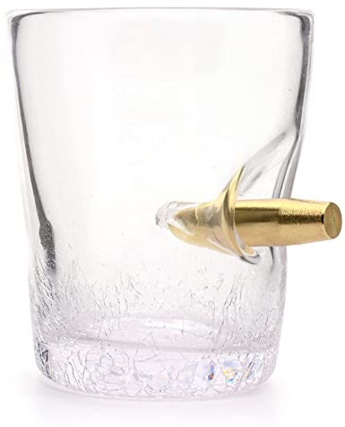 CKB LTD Novelty Tumbler Spirit Shot Glass Single 300ml Glass with Bullet Shot in The Glass Tasting Tumblers for Drinking Scotch Bourbon Whiskey Brandy