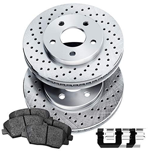 PowerSport Rear Brakes and Rotors Kit |Rear Brake Pads| Brake Rotors and Pads| Ceramic Brake Pads and Rotors |fits 2014-2019 Fiat 500L