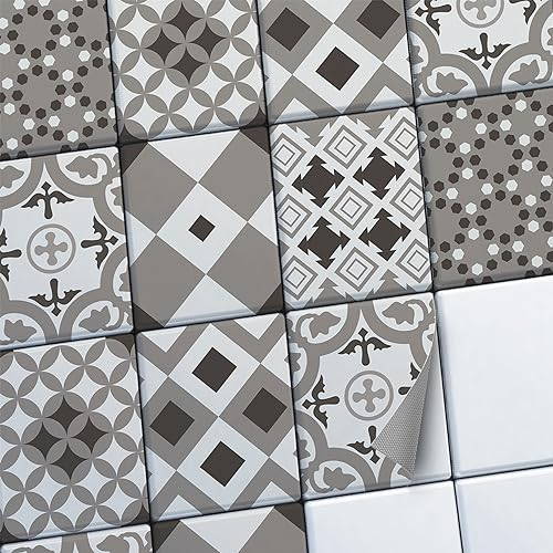CREATISTO Mosaik-Fliesen Fliesenaufkleber Fliesenfolie - Klebefolie Aufkleber für Fliesen I Klebefliesen Deko Folien für Fliesen in Küche u. Bad/Badezimmer (20x25 cm I 12 -Teilig)