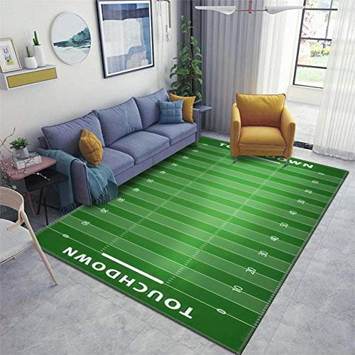 Teppich für Zuhause, Motiv: American Football, Feld, Hintergrund mit Kunstrasen, Fußballfeld, verdickt, rutschfeste Matten, Fußmatte, Innen- und Außenbereich, Überwurf-Teppiche