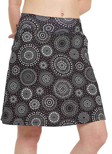 Westkun Knielang Hosenrock Damen Wanderrock Sportrock mit Innenhose und Tasche Skort Golfrock Laufen Röcke Sunflower XXL