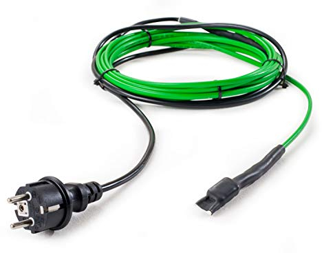 Frostschutz vorgefertigt stromsparend eisfrei Heizkabel Heizband 10 W/m mit Stecker und Thermostat 2-135m frostfrei für Rohr Dachrinne Photovoltaik Tränke Wasserbehälter, Länge:2.00m