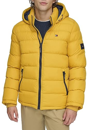 Tommy Hilfiger Herren Legacy Hooded Puffer Jacket Daunenalternativer Mantel, gelb, S