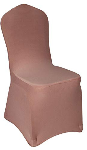 Rose Gold Stretch Spandex Chair Covers - 12 PCS Banquet Events Party Universal Dining Decoration Scuba Elastic Chair Covers Premium (Rose Gold, 12)