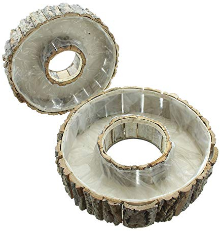 FRANK FLECHTWAREN Pflanzrad Rindenstücke, Pflanzgefäß, Pflanzkreis im 2er Set Ø 33 x 8 cm, Ø 40 x 10 cm