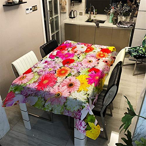 Morbuy Tischdecke Wasserdicht Abwaschbar, Wasserabweisend Abwischbare Eckig Küchen 3D Blume Tischabdeckung Tischdekoration für Speisetisch Garten Outdoor Camping (100x140cm,Gänseblümchen)