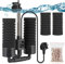AQQA Aquarium Double Sponge Filter, 3W/5W Quiet Electric Power Fish Tank Filter, Submersible Foam Filter with 4 Sponges, 1 Bag of Bio Filtered Ceramic Balls (M)