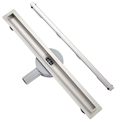 Plumbsys Duschrinne Edelstahl 80cm,Simplismus-Stil Schlankes Bodenablauf Komplettset ,Duschablauf 360° drehbarer Siphon mit Geruchsstop und Haarsieb,Ablaufrinne Schnelle Drainage