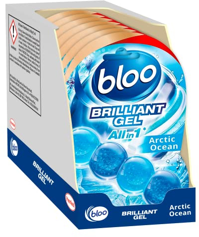 Bloo Brilliant Gel All in 1 Toilet Rim Block Cleaner, Arctic Ocean Fresh Scent, for All-Around Cleanliness, Long Lasting Freshness and Brilliant Shine - Pack of 7