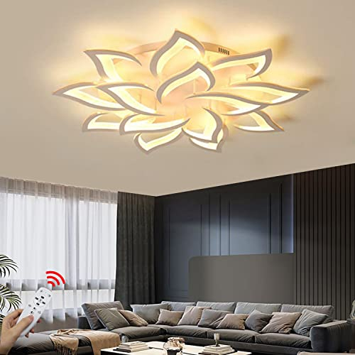 LED Deckenleuchte Groß Wohnzimmerlampe Mit Fernbedienung Modern Deckenleuchte Kreative Metall Acryl Phönixfeder Deckenlampe für Wohnzimmer, Schlafzimmer, Küche, Flur, Balkon, Esszimmer (14 Köpfe)