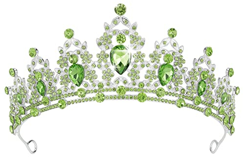 Tiaras für Frauen, Didder Kristallkrone, grüne Tiara-Kronen für Frauen, Diademe für Mädchen, silberfarbene Prinzessinnenkrone, Hochzeits-Tiaras und Kronen für Frauen, Bräute, Geburtstag, Party,