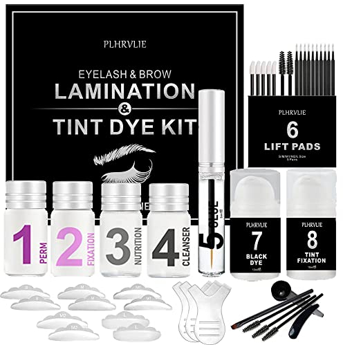 Lash Lift and Tint Kit, Ofanyia 4 In 1 Eyebrow Lamination Kit with Black Color Kit, Professional Eyelash Perm Kit and Black Eyelash & Eyebrow Set for Home & Salon Use, Includes All Tools & Accessories