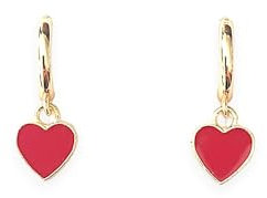 ASTER ALHELÍ - Vergoldete Herz Ohrringe für Damen - Statement Ohrringe Creolen mit Anhänger Gold - Baumelnde Ohrringe für Mädchen mit Bunten Herzen - Perfekt zum Verschenken (Rot)