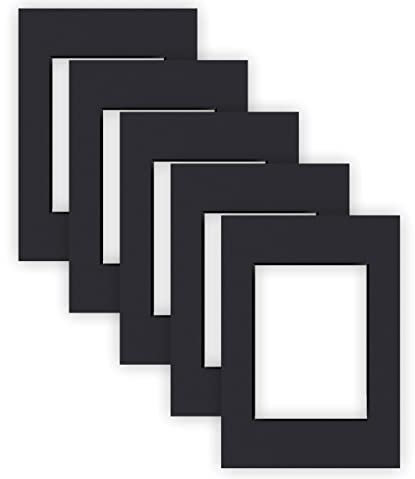 nielsen Conservation Passepartout Karton 1,5 mm | 5er Set | Außenformat 21x29,7 cm (DIN A4) für Bildformat 13x18 cm | Schwarz | glatte Oberfläche
