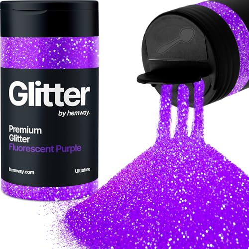 Hemway Viola Fluorescente Porporina Ultrafine 130g/4.6oz Polvere Metallica Resina Artigianale Glitter Flake Paillettes per Bicchieri Epossidici, Capelli Viso Corpo Occhi Nail Art Festival