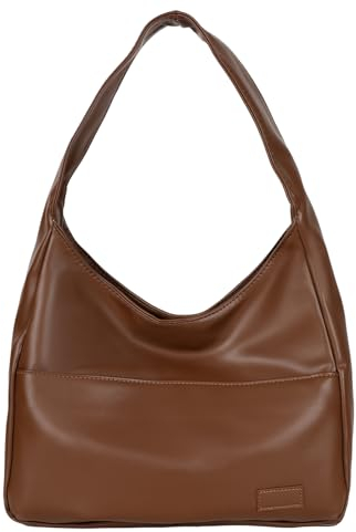 Pocadri Damen-Tragetasche, schick, veganes Leder, Geldbörse, stilvoll, lässig, trendig, groß, weich, Braun