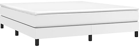 vidaXL Bettgestell, Polsterbett Bett für Schlafzimmer, Bettrahmen mit Lattenrost, Kunstlederbett Doppelbett, Weiß 180x200cm Kunstleder