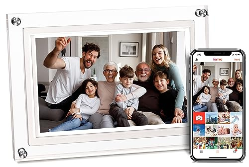 PiPivision 10,1 Zoll Acryl Digitaler Bilderrahmen mit IPS HD Display Touchscreen, 16 GB Speicher, Auto-Rotate-Funktion und Frameo-App