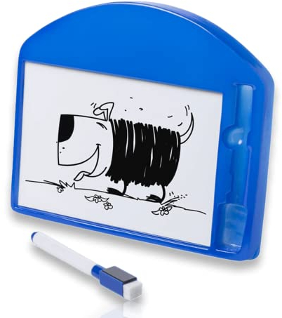 Antevia – Schiefertafel für Kinder, weiß, radierbar, mit Stift und Radiergummi, 20 x 17 cm, mehr als 10 Modelle, magisch, Farbe: Blau (Learning Blue)