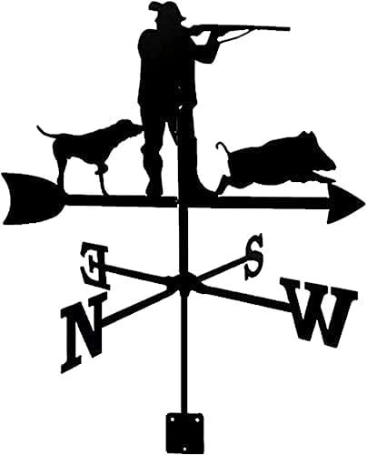 Girouette De Chasse en Métal, Girouette d'art De Fer pour Le Toit Extérieur De Jardin De Paddock, Girouette Rotative, Accessoires De Décoration De Toit Outil De Mesure À La Maison,Pleasant63