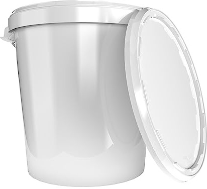 Cubo con tapa, 30 litros, fabricado en Alemania, apto para alimentos, estable, hermético, para almacenamiento de alimentos, material de oficina, habitación infantil, hogar, taller y gastronomía, color