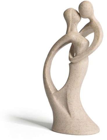 PIGPIGFLY Paar Umarmt Statue,Deko Figuren,Deko Wohnzimmer,Home Store Dekoration,Modern Abstract Kunst Skulpturen Deko,Bürodekorationen,Polyresin,Geschenk(Sandstein)