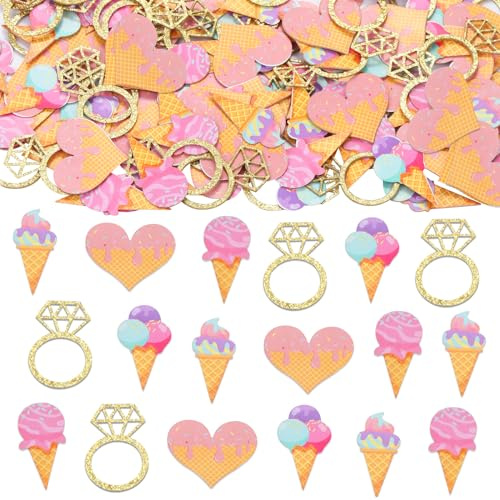 Sursurprise Eiscreme-Braut-Dusche-Dekorationen, 200Pcs Eiscreme-Braut-Dusche-Konfetti für Tabelle, sie ist aufgeschöpft worden Braut-Dusche-Hochzeit-Verlobung-Bachelorette-Party-Zubehör