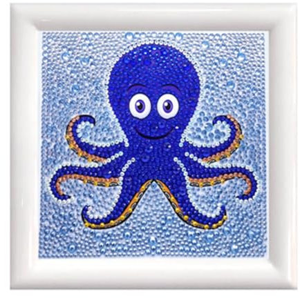 Pracht Creatives Hobby Diamond Painting Set, Bild mit Motiv Tintenfisch und Zubehör, Bastelset zum Malen mit Glitzersteinchen, für Kinder ab 5 Jahren