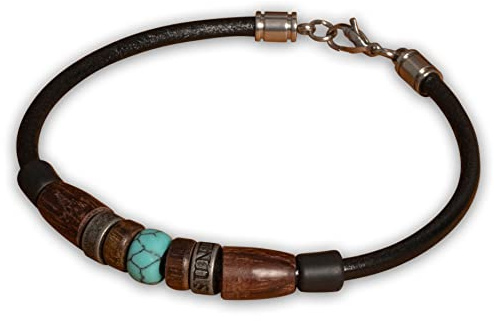 HANA LIMA Lederarmband Surferarmband Türkis Herrenarmband Damenarmband Armband für Herren Damen Mann Frau Unisex Tiken