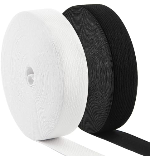 EXIN DEHCEN 2 Stück Breites Gummiband 20mm X 20m, Hosengummi 2cm, Gummiband Zum Nähen, Gummiband für Hosenbund, Hosengummi Breit für Nähen Und Haushalt DIY Handwerk (Schwarz + Weiß)