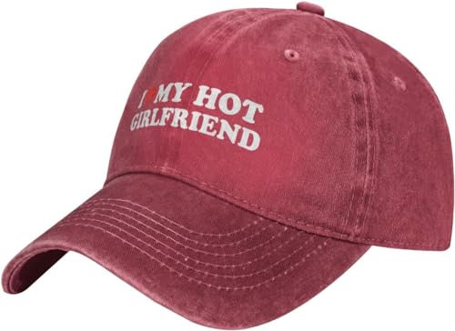 FJQWKLF Herz I Love My Hot Girlfriend Baseball Cap Herren Hüte Sonnenhut für Frauen Cowboyhut Papa Hut Trucker Hut Schwarz