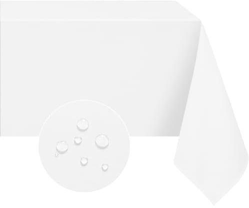 Softalker Nappe à nettoyer - Rectangulaire - 140 x 200 cm - Imperméable et protection anti-taches - En polyester 210 g/m² - Blanc - Pour extérieur, table en bois, jardin, anniversaire, fête