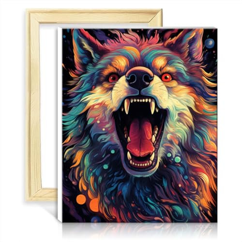 TANGFEIY Paint by Number Paintting The Cosmic Dogs Paint by Number Adults with Brushes and Acrylic Pigment Number Painting Anti Stress Toys with Frame(30x40cm)