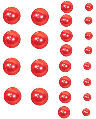 Perlmutt Perlen,150 Stück Kunstperle Schwimmende Perlen Vasenfüller,Runde Beads Perlen Ohne Loch,Perlen für DIY-Schmuck Schwimmende,Weihnachtsvasen Party Hochzeit,10/12/16mm(Rot)