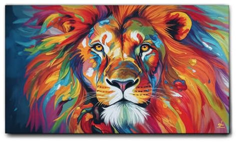 Giallobus - Quadro - 59 - Leone - Tela Canvas Telaio Standard - 140x80 - Pronto da appendere - Quadri moderni per la casa