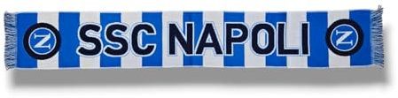 3R Sport SSC Napoli, sciarpa jacquard, prodotto ufficiale 100% acrilico, Azzurro, Bianco, blu