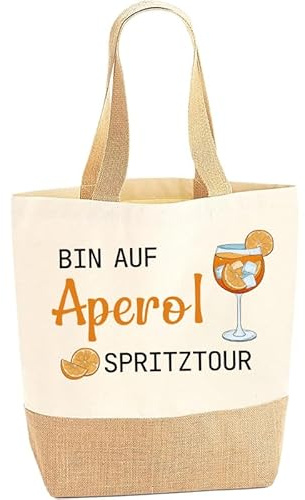 Aoohaha Aperol Geschenk Jute Tragetasche, Aperol Spritz Geschenk, Jute Einkaufstasche für Frauen, Freundin, Kollegin, AperolLiebhaber, Jutetasche für JGA Frauenpartys, Sommerpartys, Strandpartys