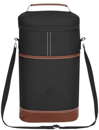 Correa 2 Bottle Wine Bag Wine Carrier Tote Bag, Leakproof & Insulated Wine Cooler Bag Wine Bottle Gift Bag Black