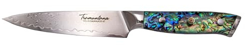 AMONT Cuchillo de Cocina Tramuntana, Utilitario, Acero Damasco VG10 67 Capas, Hoja 12,5 cm, Mango de Abulón