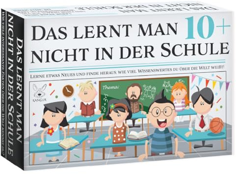 Das Lernt Man Nicht in der Schule Kartenspiel ab 10 Jahren mit 54 Karten | Wissensspiel für Kinder Erwachsene Lernspiel über Allgemeinwissen Weltfakten für Spieleabend Das Lernt Man Nicht in, DE Spr.