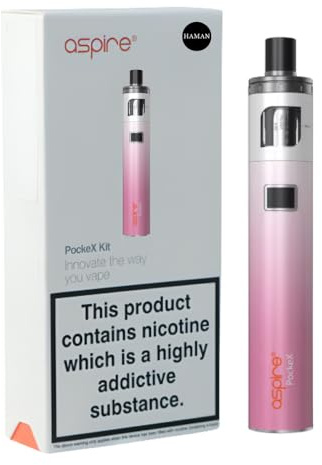 Aspire PockeX Vaping Kit, 2ml Refillable Cartridge, Long Lasting 1500mAh Rechargeable Battery, Type-C Fast Charging, Haman E Cigarette Starter Kit, User Friendly, 0mg Nicotine Free (Pink Gradient)