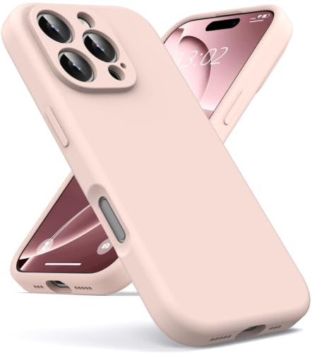 Oududianzi - Cover per iPhone 16 Pro Silicone Liquido Case, Rosa | Interno in Microfibra Morbida, Custodia Protezione Antiurto Resistente Aantigraffio