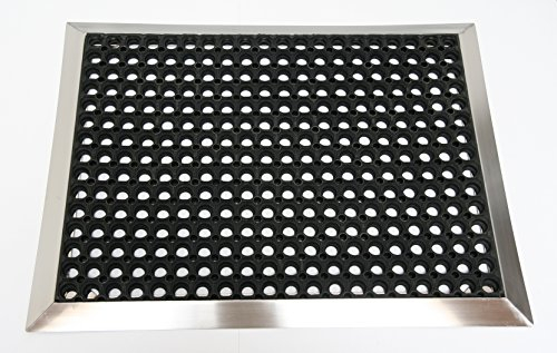 Edelstahlrahmen mit Fußmatten, Ringgummi-Matte 1100x850 mm, Gr. 4, Marke: Szagato (Fußabtreter, Türmatte, Schmutzfangmatte, Gummi)