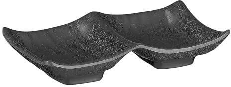 APS 83949 Schale ZEN, 14 x 9 cm, Höhe 2,5 cm, 2x 50 ml, Melamin, schwarz, Steinoptik