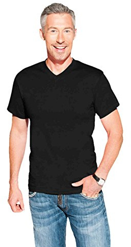 Premium V-Ausschnitt T-Shirt Plus Size Herren, Schwarz, XXXL