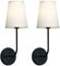 Yosoan Wandlampe Beige Trichter Stoffschirme Wandleuchte Einfache Moderne Mode Kreative Wandleuchte mit Stoffschirme (2 Stücke Schwarz Farbe)