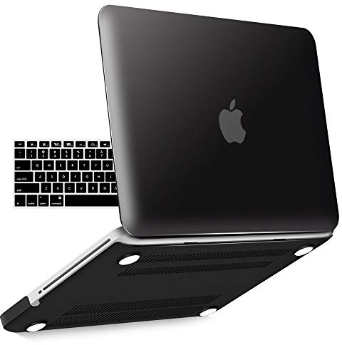 Custodia iBenzer Old MacBook Pro 13 pollici A1278, Custodia rigida Soft Cover rigida con cover tastiera per Apple MacBook Pro 13 con CD-ROM, nero MMP13BK + 1