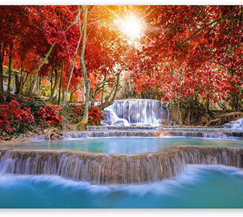 Wallpaper Photo Landscape 350x256 cm / 137.8 x 96.5 - Non-Woven Premium Art Print Fleece Wall Mural Decoration Poster Picture Design Modern - Waterfall Landscape Nature c-B-0120-a-a