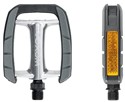 Voxom Pedale Trekking - Anti-Rutsch Fahrradpedale mit Reflektoren für E-Bike, Trekking Bike & City Bike - 9/16 Gewinde, Schwarz