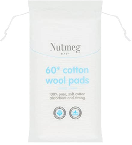Nutmeg Cotton Wool Pads, 60 Pads